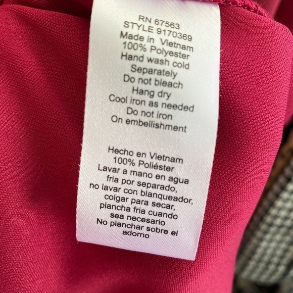 22. SLNY 2Pc Sleeveless V Neck Shift Dress Embellished Neck Shear Overlay Sz 10 - Picture 6 of 11